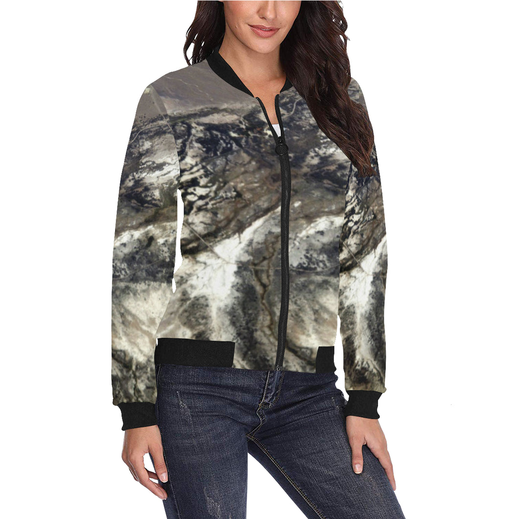 Aerial Ground All Over Print Bomber Jacket for Women (Model H36)