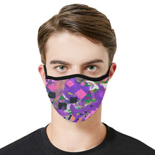 Load image into Gallery viewer, Abstract Squares Purple Mouth Mask in One Piece (2 Filters Included) (Model M02)