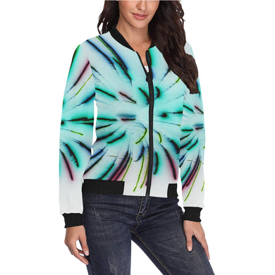 Fireworks Burst Negative All Over Print Bomber Jacket for Women (Model H36)