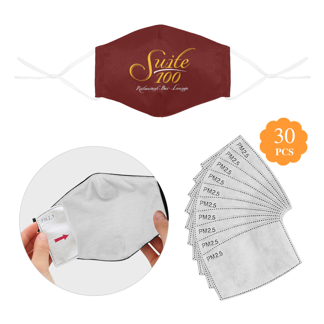 suite100burgundy 3D Mouth Mask with Drawstring (30 Filters Included) (Model M04) (Non-medical Products)