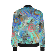Load image into Gallery viewer, Graffiti Abstract Aqua All Over Print Bomber Jacket for Women (Model H36)
