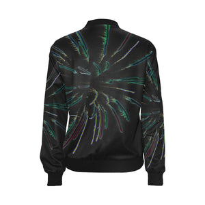 Fireworks Burst Glowing All Over Print Bomber Jacket for Women (Model H36)