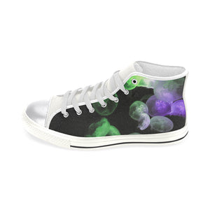 Jellyfish Green and Purple Women's Classic High Top Canvas Shoes (Model 017)