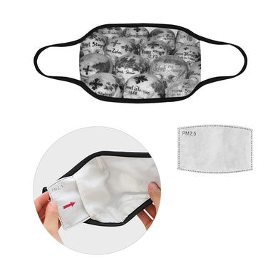 Painted Skulls Black and White Mouth Mask in One Piece (2 Filters Included) (Model M02)