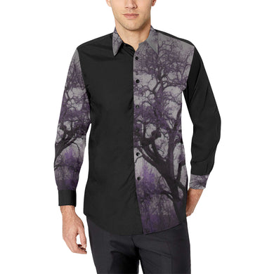 Spooky Tree Purple Men's All Over Print Casual Dress Shirt (Model T61)