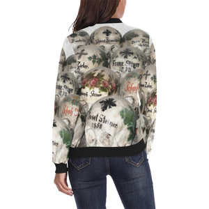 Painted Skulls All Over Print Bomber Jacket for Women (Model H36)