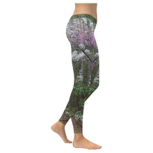 Load image into Gallery viewer, Arkansas Dogwood and Red Bud Flower Low Rise Leggings (Invisible Stitch) (Model L05)