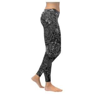 Paisley Matters Black and White Low Rise Leggings (Invisible Stitch) (Model L05)