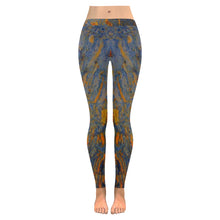 Load image into Gallery viewer, Marbled Abstract Orange Low Rise Leggings (Invisible Stitch) (Model L05)