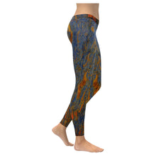 Load image into Gallery viewer, Marbled Abstract Orange Low Rise Leggings (Invisible Stitch) (Model L05)