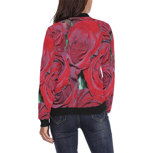 Rose Bouquet Flower All Over Print Bomber Jacket for Women (Model H36)