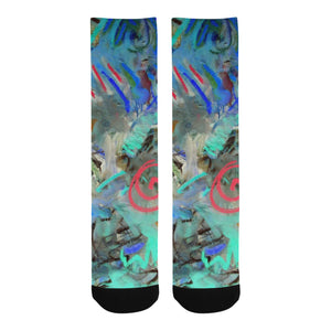 Graffiti Abstract Aqua Trouser Socks (For Men)