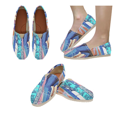 Surfboards Blue Unisex Classic Canvas Slip-On (Model 1206)