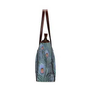 Peacock Feathers Blue Classic Tote Bag (Model 1644)