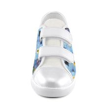 Load image into Gallery viewer, Forget Me Not Flower White Trim Velcro Canvas Kid&#39;s Shoes (Model 008)