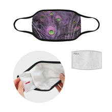 Load image into Gallery viewer, Peacock Feathers Purple Mouth Mask in One Piece (2 Filters Included) (Model M02)