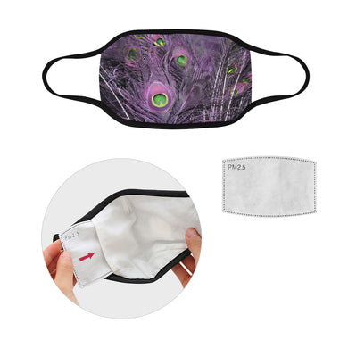 Peacock Feathers Purple Mouth Mask in One Piece (2 Filters Included) (Model M02)