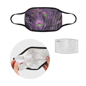 Peacock Feathers Purple Mouth Mask in One Piece (2 Filters Included) (Model M02)
