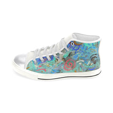 Load image into Gallery viewer, Graffiti Abstract Aqua Women&#39;s Classic High Top Canvas Shoes (Model 017)