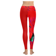 Load image into Gallery viewer, Rose Bouquet Flower Red Low Rise Leggings (Invisible Stitch) (Model L05)