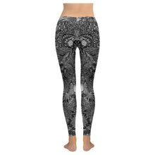Load image into Gallery viewer, Fun and Fancy Paisley Black and White Low Rise Leggings (Invisible Stitch) (Model L05)
