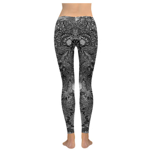 Fun and Fancy Paisley Black and White Low Rise Leggings (Invisible Stitch) (Model L05)