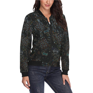 Group Halloween Candy Glowing All Over Print Bomber Jacket for Women (Model H36)