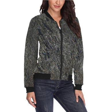 Marbled Abstract Glowing All Over Print Bomber Jacket for Women (Model H36)