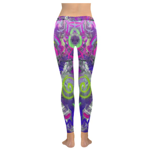 Graffiti Abstract Purple Low Rise Leggings (Invisible Stitch) (Model L05)