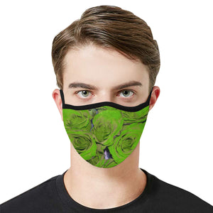 Rose Bouquet Flower Green Mouth Mask in One Piece (2 Filters Included) (Model M02)