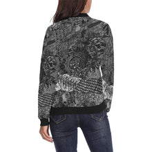 Load image into Gallery viewer, Cresent Paisley Black and White All Over Print Bomber Jacket for Women (Model H36)