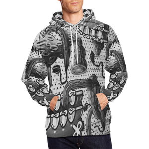 Complex Graffiti Black and White All Over Print Hoodie for Men/Large Size (USA Size) (Model H13)