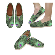 Load image into Gallery viewer, Peacock Feathers Green Unisex Classic Canvas Slip-On (Model 1206)