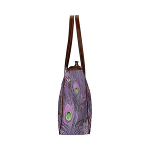 Peacock Feathers Purple Classic Tote Bag (Model 1644)