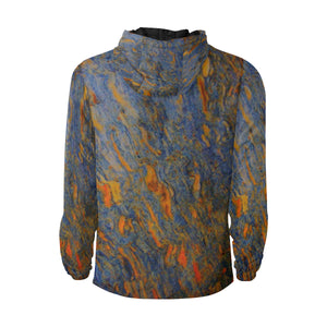 Marbled Abstract Orange All Over Print Quilted Windbreaker for Men (Model H35)