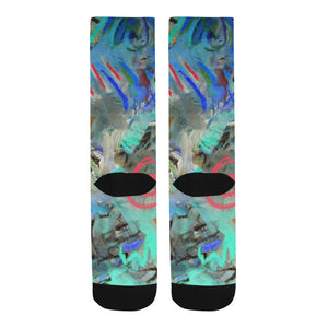 Graffiti Abstract Aqua Trouser Socks (For Men)