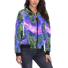 Load image into Gallery viewer, Molten Flames Purple All Over Print Bomber Jacket for Women (Model H36)