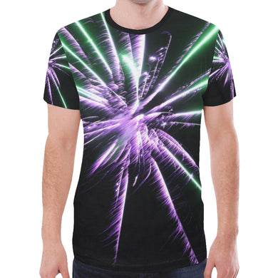 Fireworks Star Purple New All Over Print T-shirt for Men (Model T45)