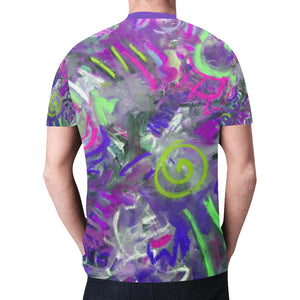 Graffiti Abstract Purple New All Over Print T-shirt for Men (Model T45)