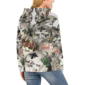 Painted Skulls All Over Print Hoodie for Women (USA Size) (Model H13)