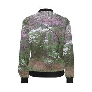 Arkansas Dogwood and Red Bud Flower All Over Print Bomber Jacket for Women (Model H36)