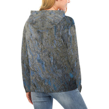 Load image into Gallery viewer, Marbled Abstract Blue All Over Print Hoodie for Women (USA Size) (Model H13)