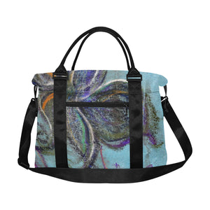 Graffiti Flower Blue Large Capacity Duffle Bag (Model 1715)