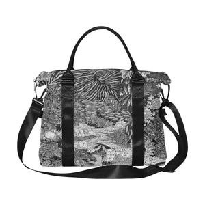 Pleasantly Paisley Black and White Large Capacity Duffle Bag (Model 1715)
