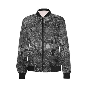 Paisley Matters Black and White All Over Print Bomber Jacket for Women (Model H36)