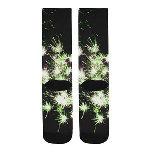 Fireworks Flowers Green Trouser Socks (For Men)