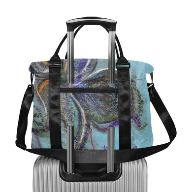 Graffiti Flower Blue Large Capacity Duffle Bag (Model 1715)