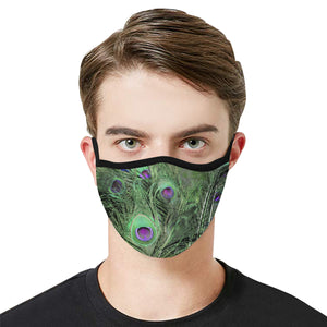 Peacock Feathers Green Mouth Mask in One Piece (2 Filters Included) (Model M02)