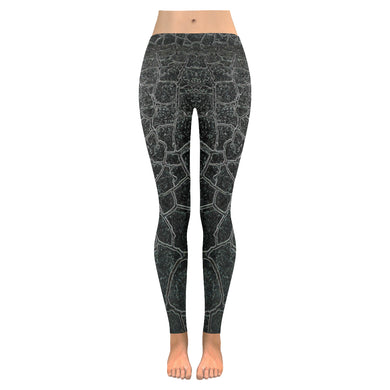 Crackle Black Low Rise Leggings (Invisible Stitch) (Model L05)