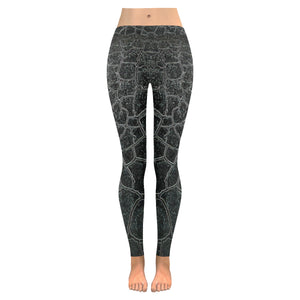 Crackle Black Low Rise Leggings (Invisible Stitch) (Model L05)